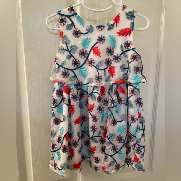 Genuine Kids from Oshkosh Red Green Embroidered Peppermint Swirl Dress Size 4T - Picture 1 of 8